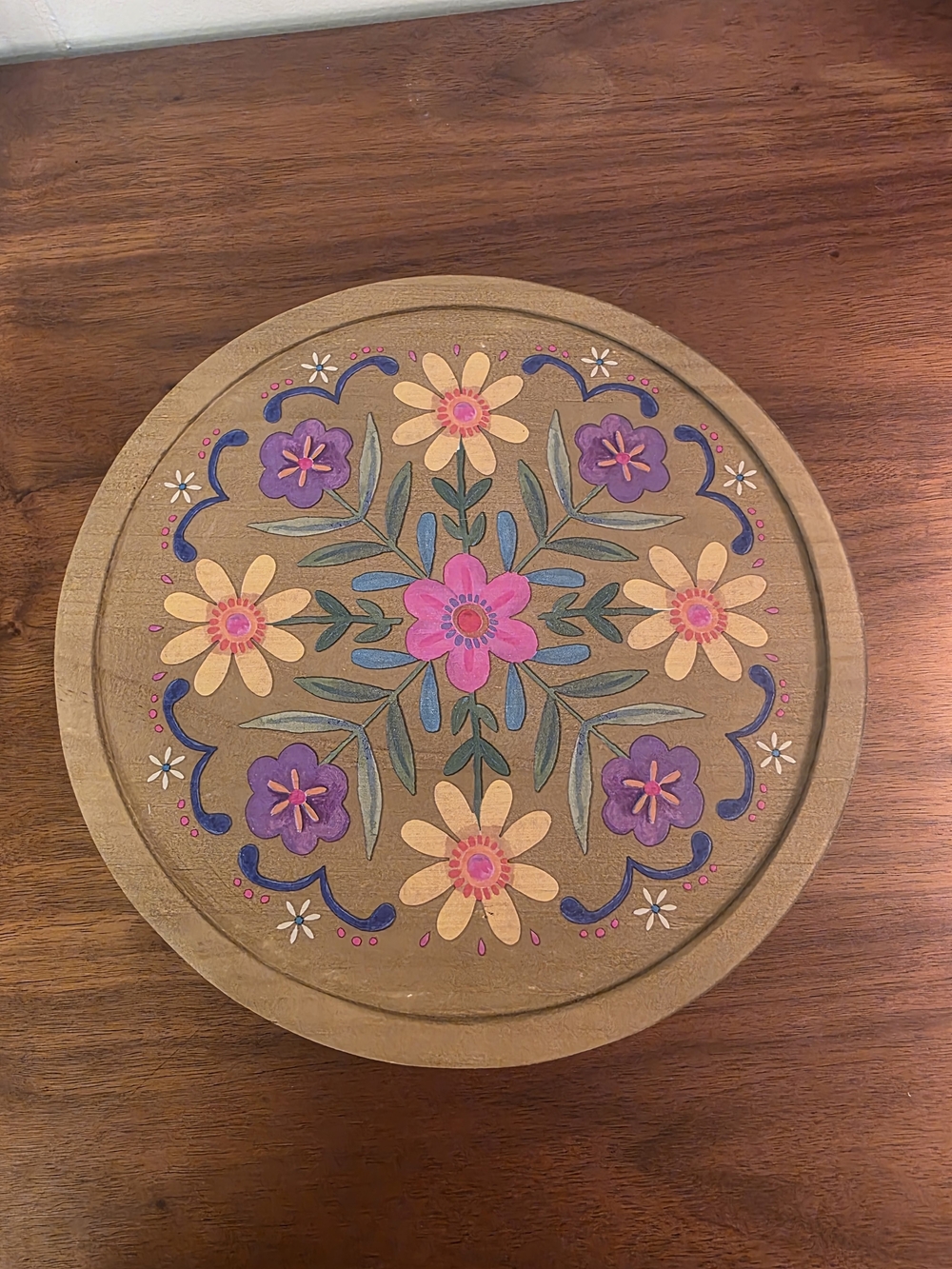 NaturalLife Floral Wood Clip On Sofa Tray Table